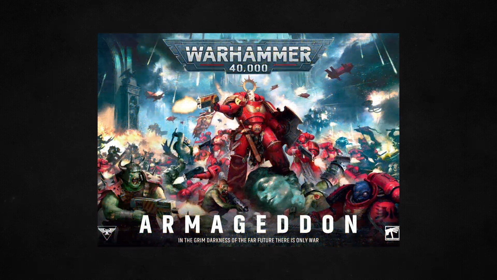 Armageddon Warhammer 40,000 box set on a black background