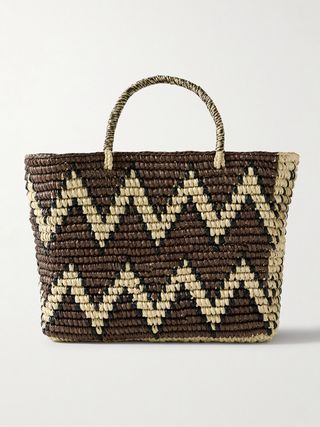 Canasta Striped Straw Tote