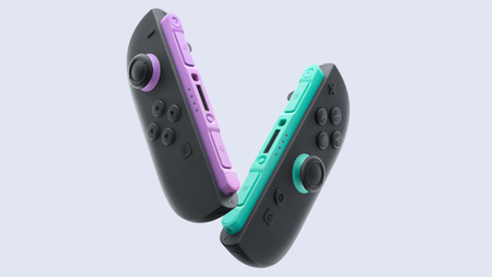Light Purple and Light Green Joy-Con 2 colour on a grey background