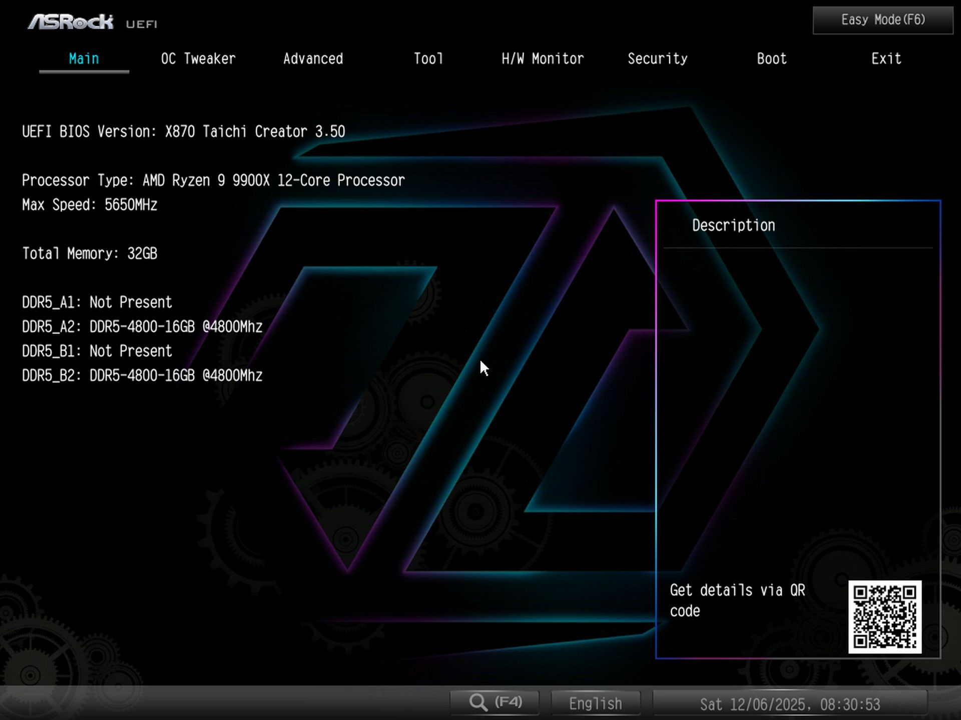 ASRock X870 Taichi Creator - BIOS