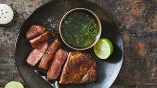 Beef and salsa on a plate