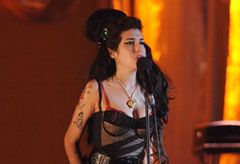 Amy Winehouse performing at the Brit Awards 2008