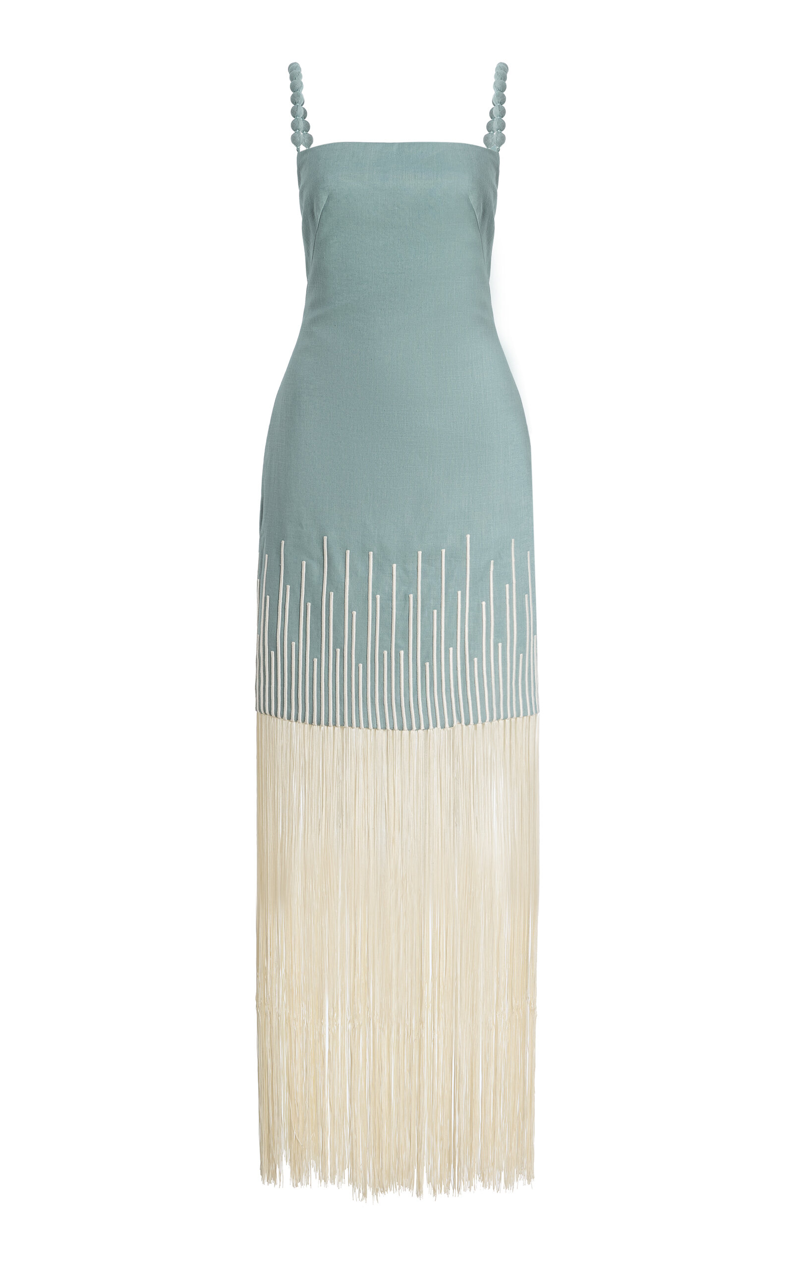 Exclusive Mar Caribe Fringed Linen Maxi Dress