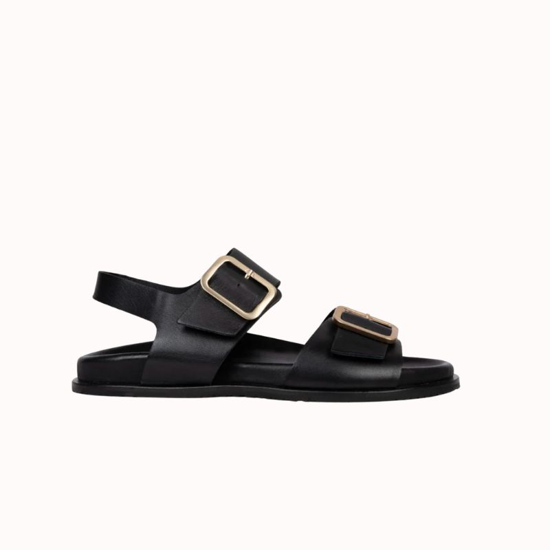 Image of black leather sandals