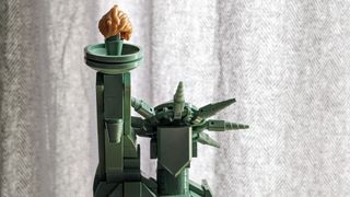 Lego Architecture Statue of Liberty 21042 - close up of head and golden torch.