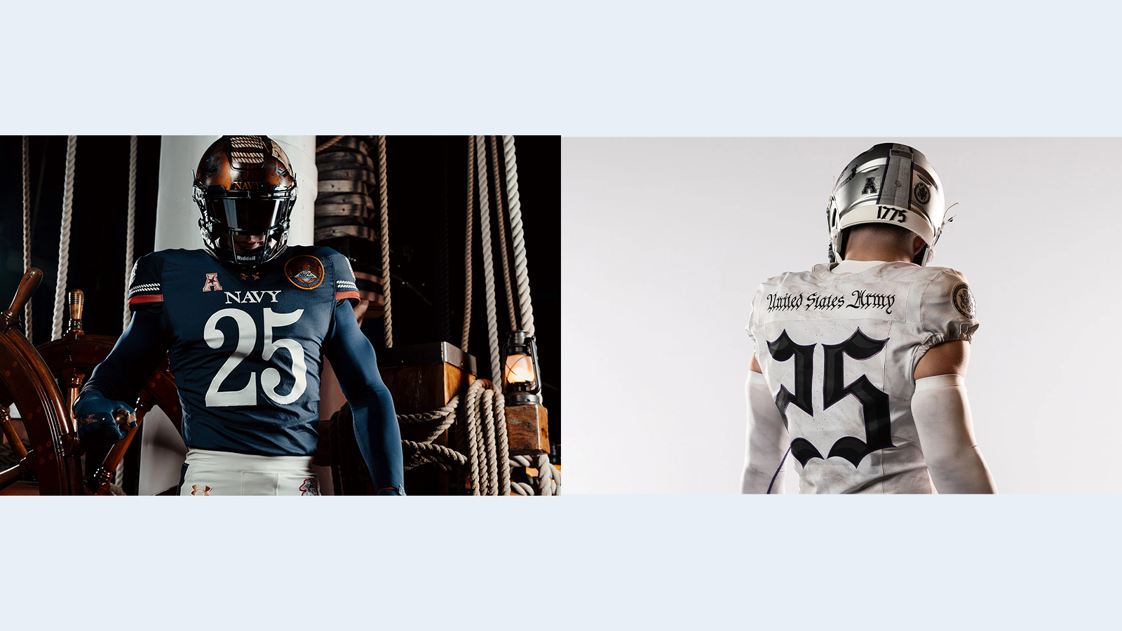 Navy and Army football uniforms