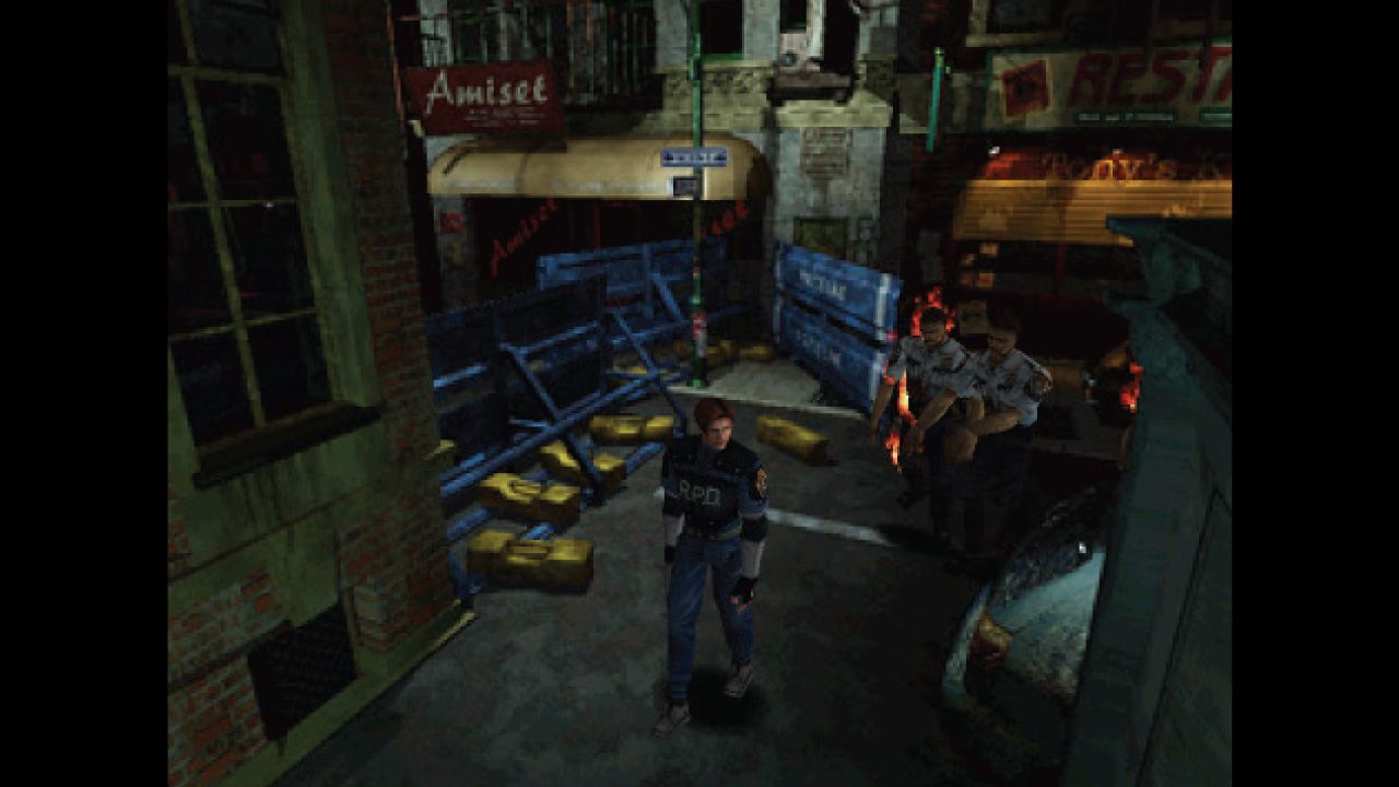 Leon Kennedy wanders the streets of Raccoon City in Resident Evil 2's PC port