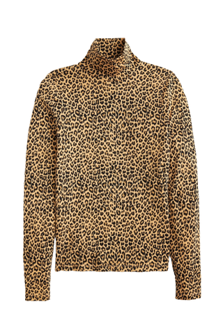 J.Crew Tissue Crepe Turtleneck in Leopard Print 