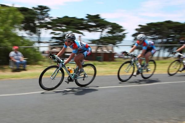 Alex Carle leads team-mates through a corner before the gaps began to increase between the chasers before the gaps began to increase between the chasers