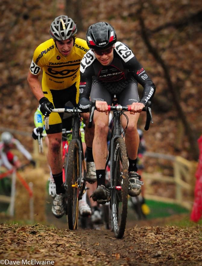 Carson Miller (Jamis CX) leading a big group up the climb