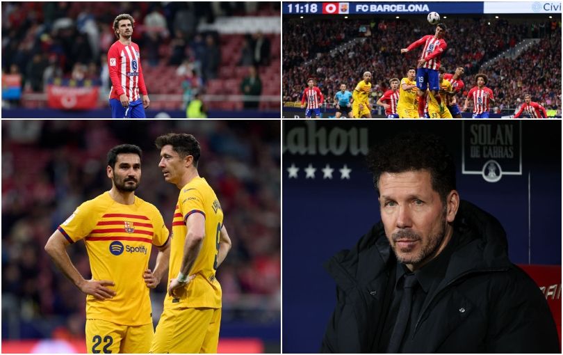 Joao Felix of FC Barcelona celebrates after scoring his team&#039;s first goal during the LaLiga EA Sports match between Atletico Madrid and FC Barcelona at Civitas Metropolitano Stadium on March 17, 2024 in Madrid, Spain. (Photo by Diego Souto/Getty Images)