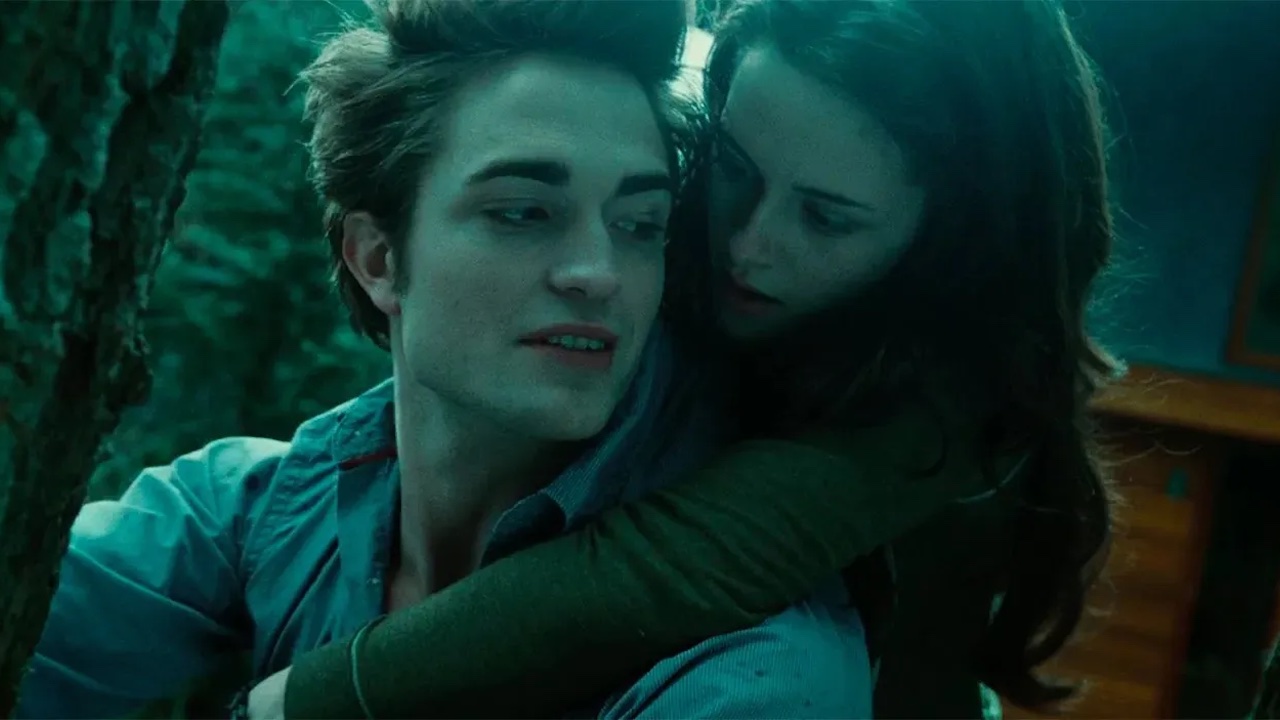 Bella on Edward's back in Twilight