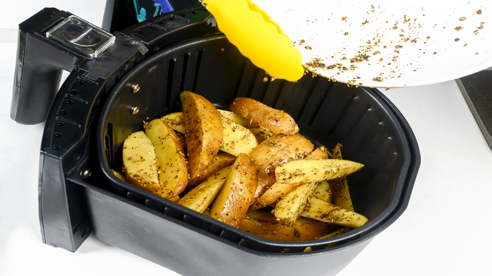 Chips in a air fryer basket