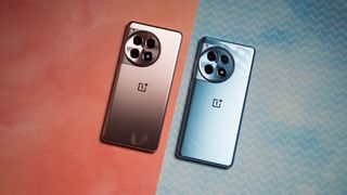 OnePlus 12R Sunset Dune next to Cool Blue model