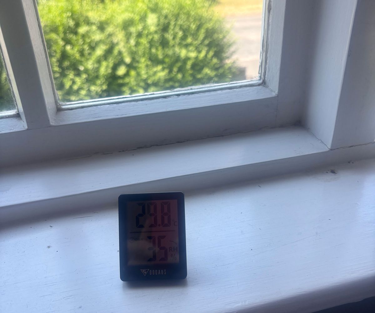 thermometer on window sill