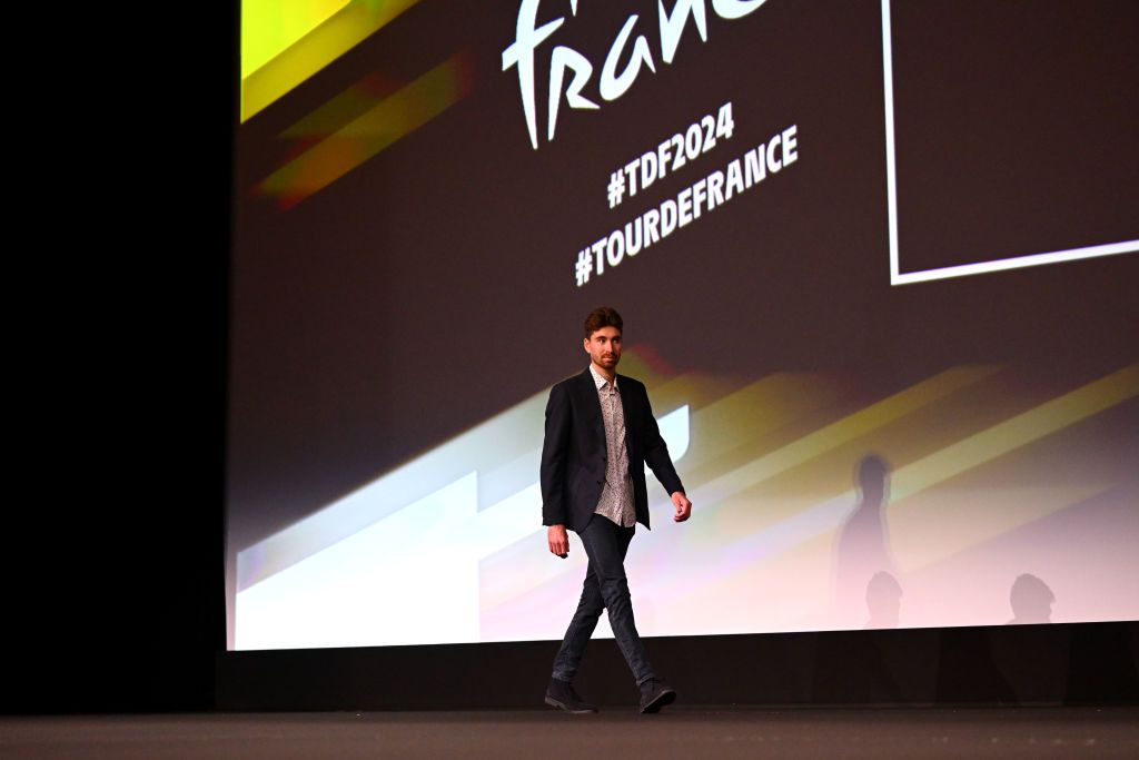 PARIS FRANCE OCTOBER 25 Aurelien ParetPeintre of France and AG2R Citron Team during the 111th Tour de France 2024 3rd Tour de France Femmes 2024 Route Presentation UCIWT UCIWWT on October 25 2023 in Paris France Photo by Dario BelingheriGetty Images