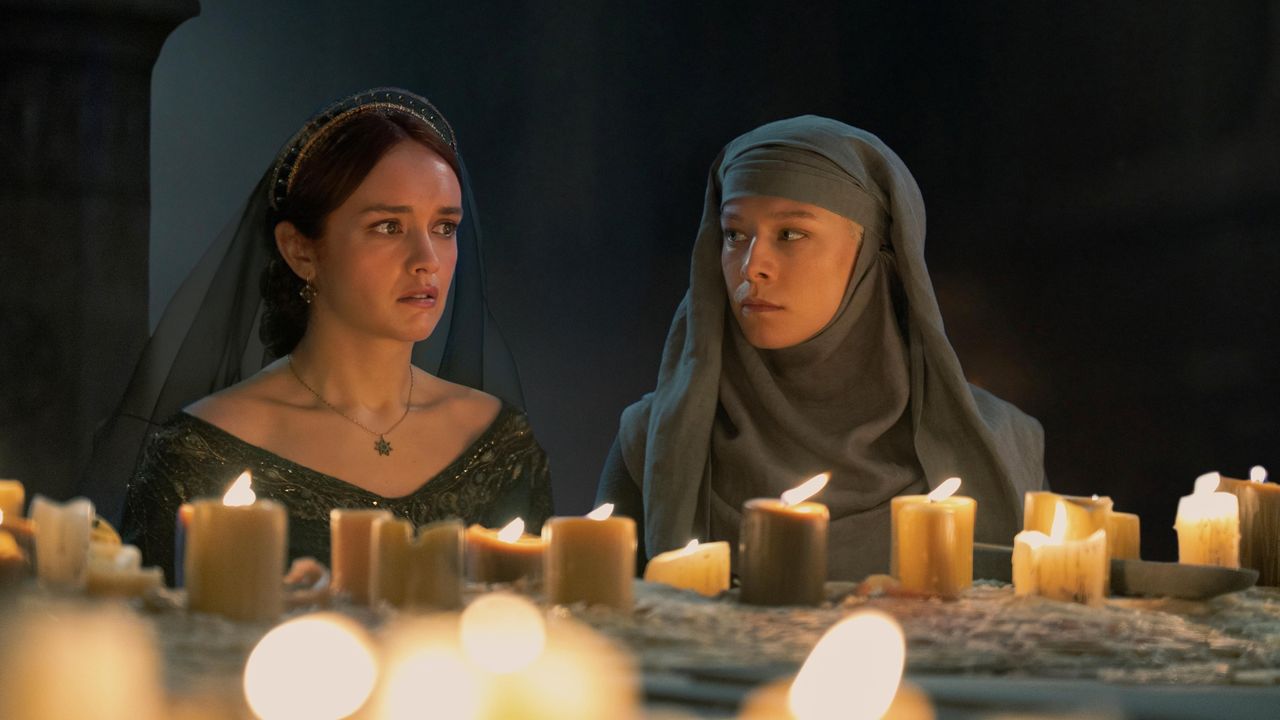 Olivia Cooke as Alicent Hightower and Emma D&#039;Arcy as Rhaenyra Targaryen in &#039;House of the Dragon&#039; season 2