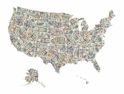 US map made of money