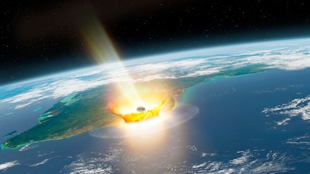 A meteor hitting Earth