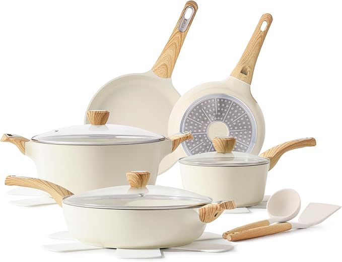 SENSARTE, Sensarte Ceramic Cookware Sets, Pots and Pans Set Non Stick, 14-Piece Induction Cookware, Non Toxic Healthy Non Stick Kitchen Cooking Set, With Frying Pans Set, Pfas Ptfe Pfoa Pfos Free