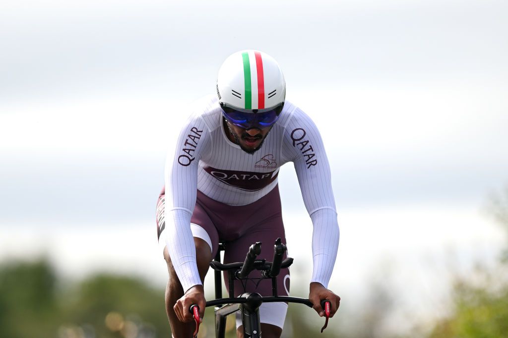STIRLING SCOTLAND AUGUST 09 Nayef Al Mesallam of Qatar sprints during the Men Under 23 Individual Time Trial a 362km race from Stirling to Stirling 80m at the 96th UCI Cycling World Championships Glasgow 2023 Day 7 UCIWT on August 09 2023 in Glasgow Stirling Photo by Dario BelingheriGetty Images