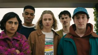 Amita Rao, Malik Elassal, Jack Innanen, Owen Thiele, and Lucy Freyer watching in Adults.