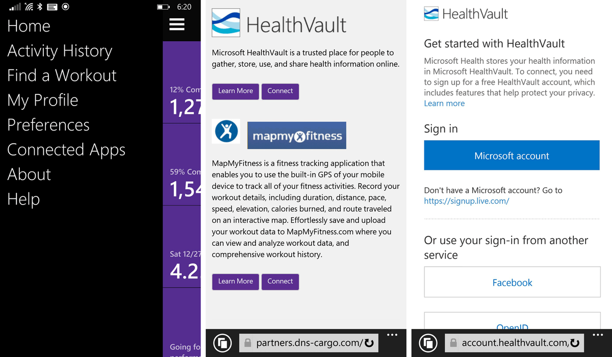 How to connect the Microsoft Band with HealthVault & other services
