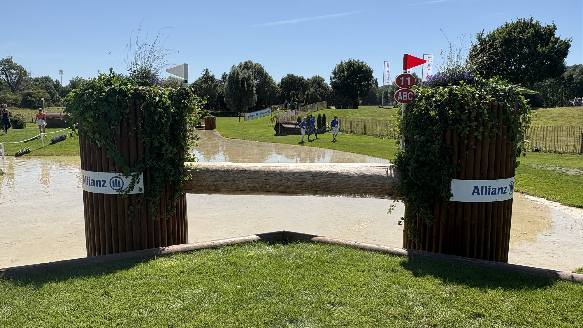 A log fence into water on the Aachen eventing World Championships cross-country course