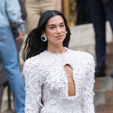 Dua Lipa photographed during Haute Couture Week in Paris.