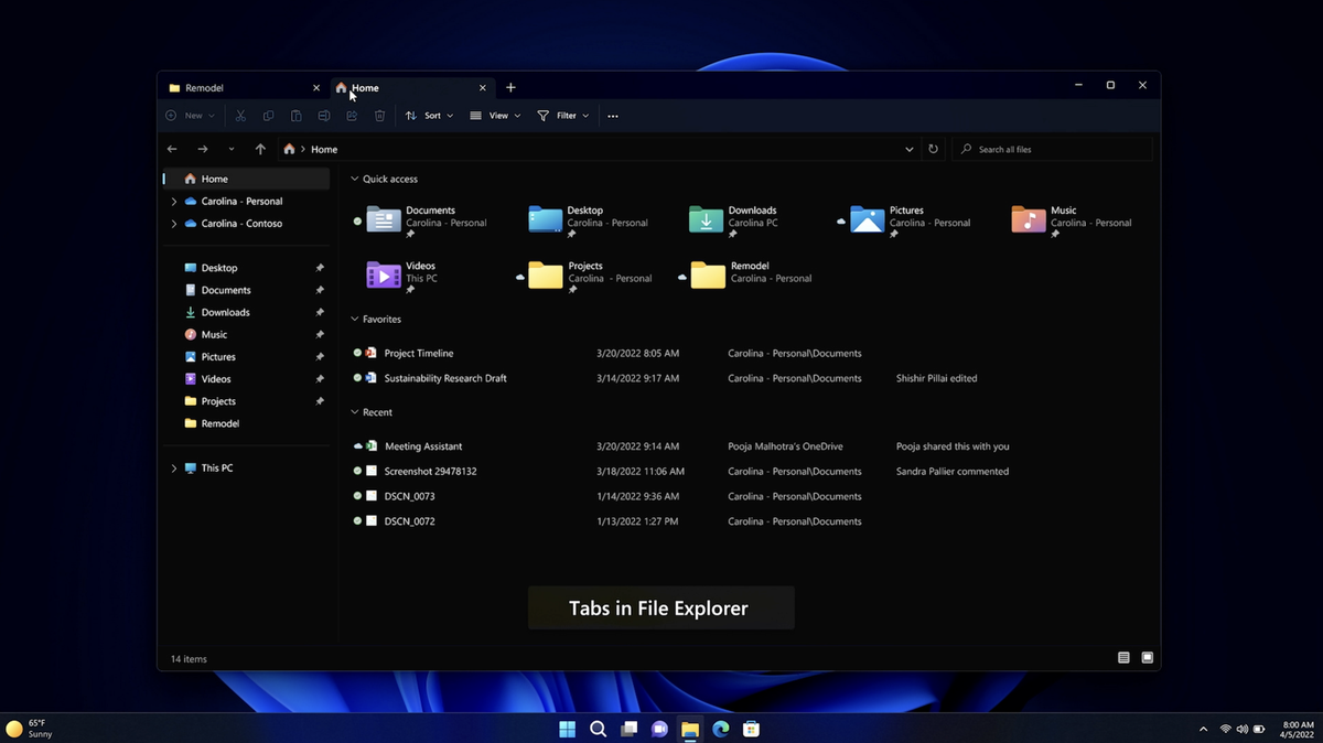 Tabs in File Explorer