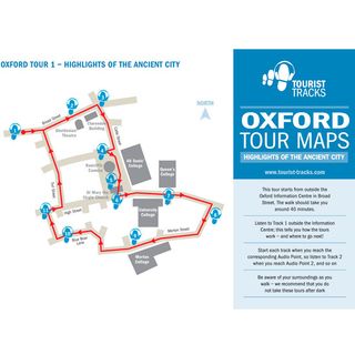 oxford tour map with red border ways and tourist tracks