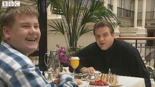 A young James Corden with Meat Loaf