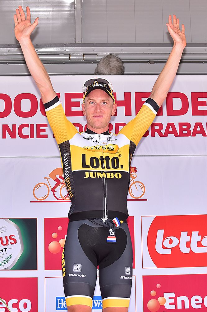Jos van Emden (LottoNL-Jumbo) victory salute on the podium at the Eneco Tour