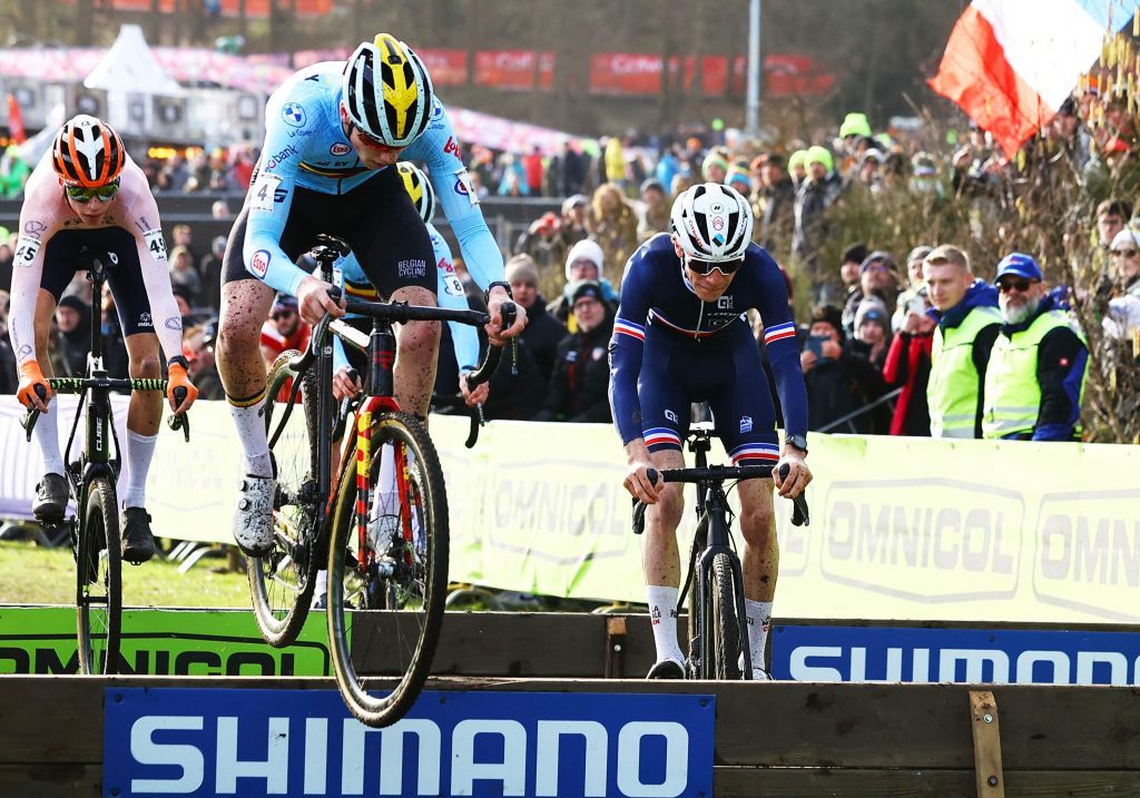 Senne Remijn and Leo Bisiaux Action pictures of the UCI Cyclocross World Championships in Hoogerheide The Netherlands on Sunday 05 February 2023BELGA PHOTO DAVID PINTENS Photo by DAVID PINTENS BELGA MAG Belga via AFP Photo by DAVID PINTENSBELGA MAGAFP via Getty Images