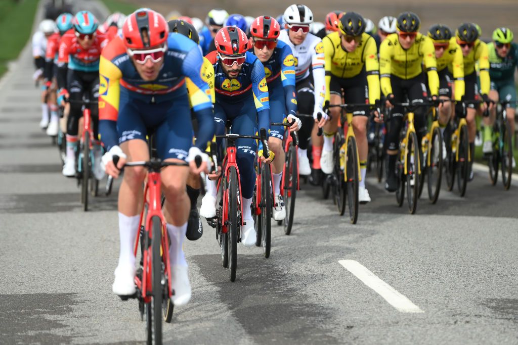 LES MUREAUX FRANCE MARCH 03 Julien Bernard of France and Team Lidl Trek competes during the 82nd Paris Nice 2024 Stage 1 a 1577km stage from Les Mureaux to Les Mureaux UCIWT on March 03 2024 in Les Mureaux France Photo by Alex BroadwayGetty Images