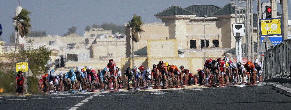 The peloton during stage 2 at the Tour of Qatar