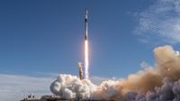 A SpaceX Falcon 9 rocket launches the NROL-167 mission for the U.S. National Reconnaissance Office from Vandenberg Space Force Base in California on Oct. 24, 2024.