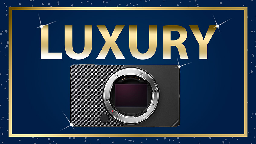 Gear of the year 2025 with gold writing and border and a blue background with cameras