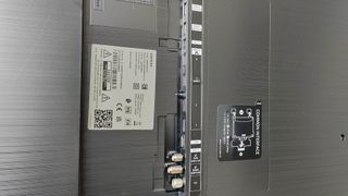 Samsung QN85C's back connection ports and mounting bracket