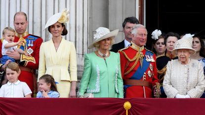 Prince William, Duke of Cambridge, Catherine, Duchess of Cambridge, Prince Louis of Cambridge, Prince George of Cambridge, Princess Charlotte of Cambridge, Camilla, Duchess of Cornwall, Prince Charles, Prince of Wales, Princess Anne, The Princess Royal, Queen Elizabeth ll,