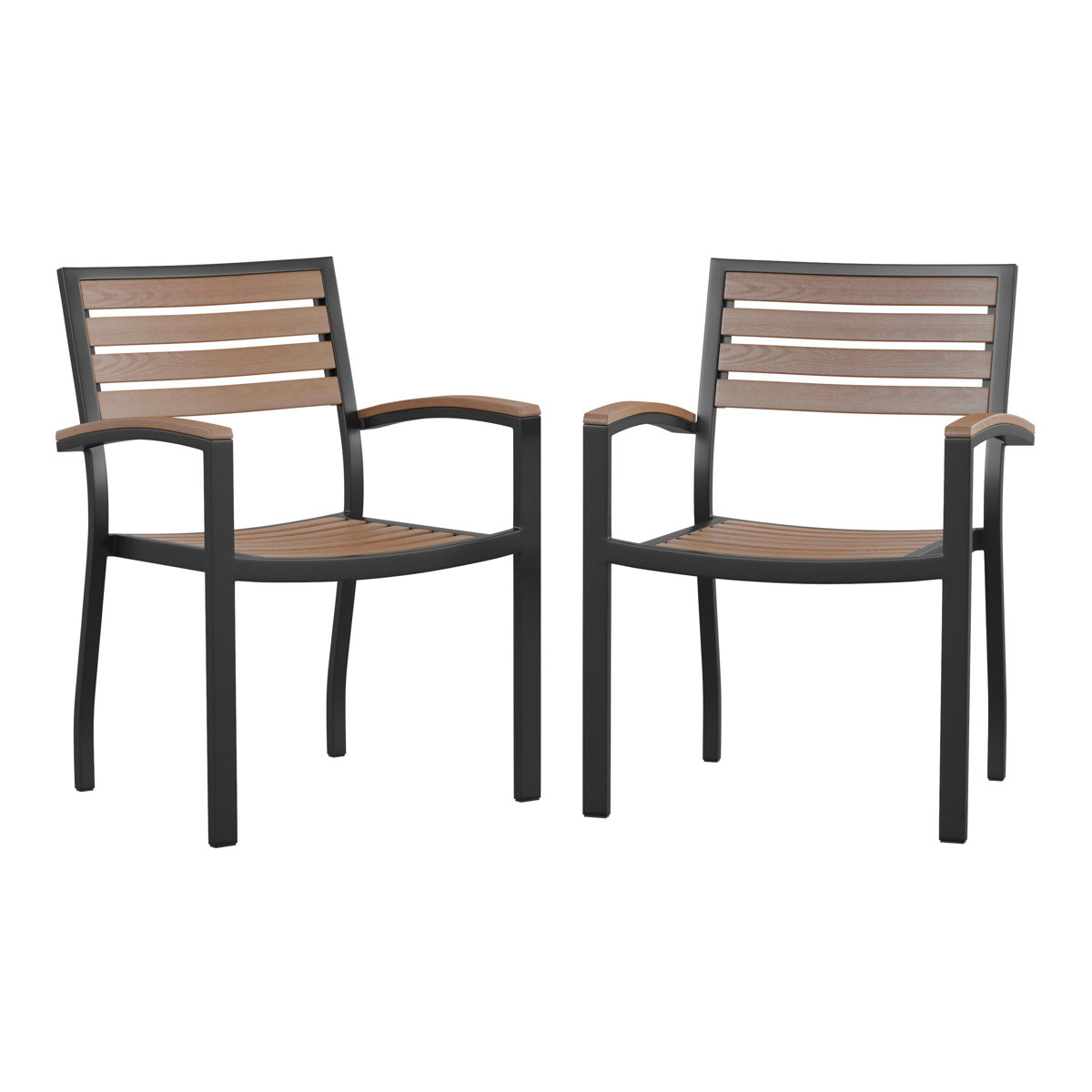 Trent Austin Design&amp;reg; Saville Stackable All-Weather Aluminum Patio Chairs With Faux Teak Slats &amp;amp; Reviews | Wayfair