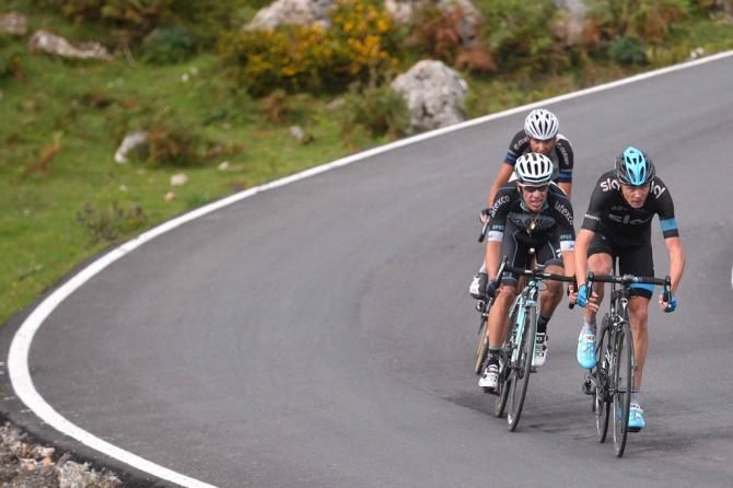 The chasers: Chris Froome (Team Sky), Rigoberto Uran (Omega Pharma-Quick Step) and Warren Barguil (Giant-Shimano)