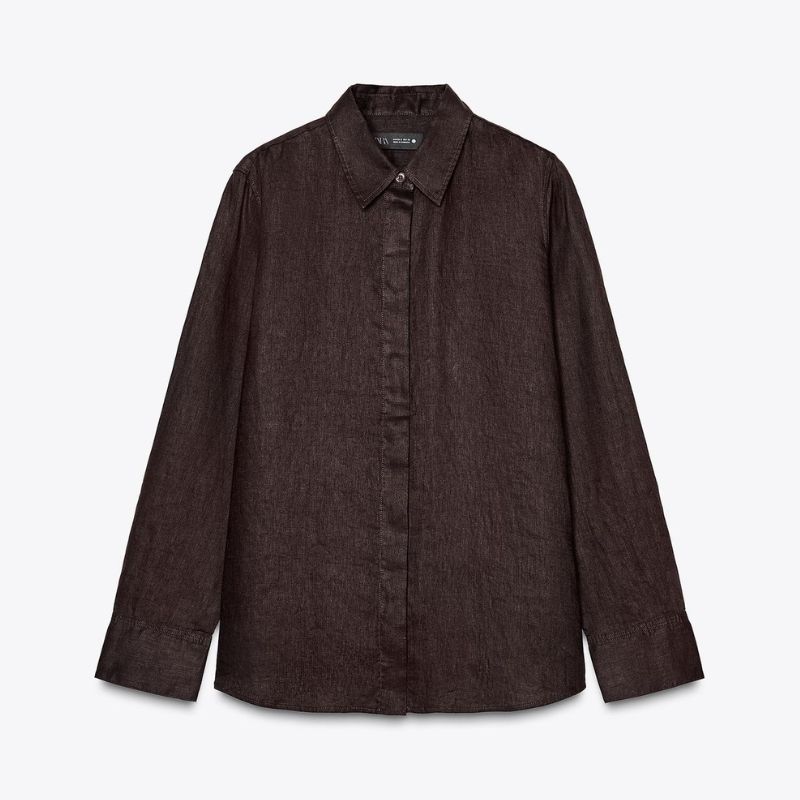 Image of brown linen shirt