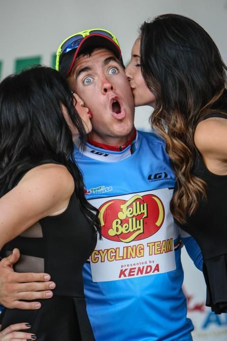 Serghei Tvetcov (Jelly Belly) was happy to get todays most aggressive jersey.