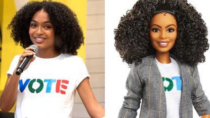 Yara Shahidi s Barbie With Its Vote T Shirt Is Being Re Released Marie Claire