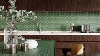 Kitchen with colourful tiles