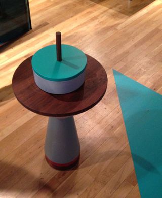 Blue wooden side table