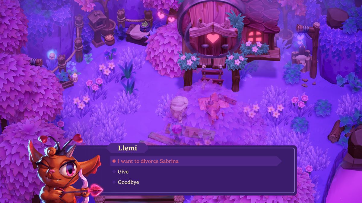 Moonlight Peaks - Speaking to Llemi with the option to divorce your spouse.