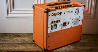 Orange O Tone 40: the new solid-state combo from the iconic British amp brand has the classic orange vinyl, wheat-coloured basketweave grille clothe and orange and white control panel with black dials.