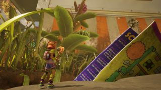 Grounded 2 spine nubs - Hoops looking at a caterpillar